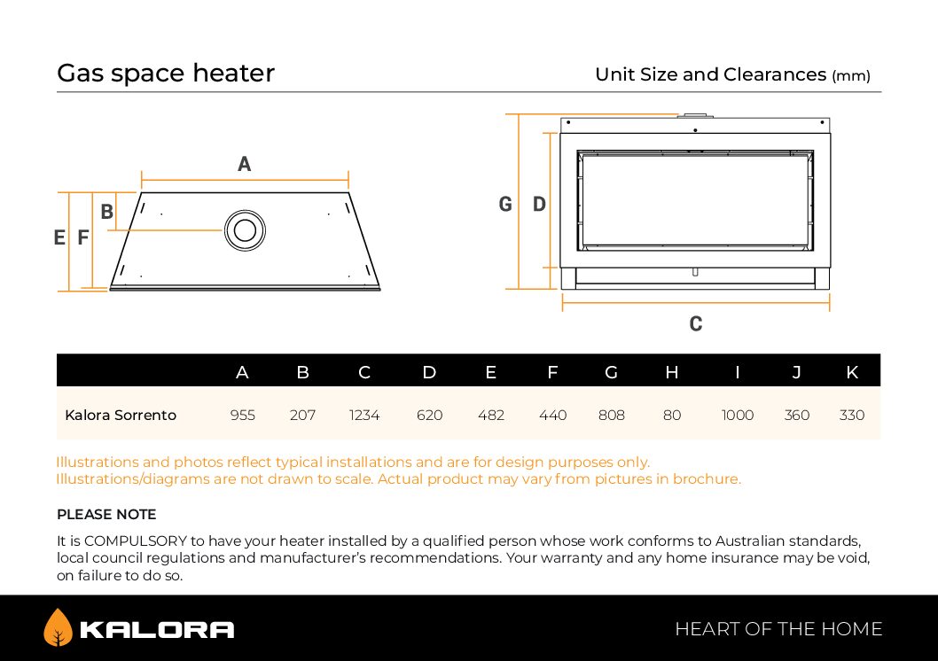 Kalora - Gas Log Heater - In-Built - Sorrento - Black Facia - up to 90m2 - Image 3