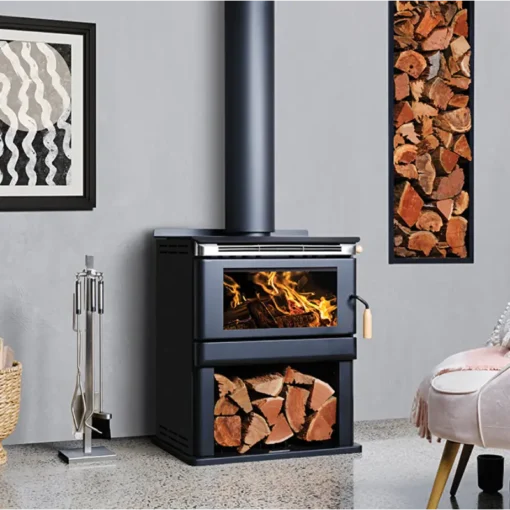 Kalora - Wood Heater - Free Standing - 500BX Woodstack - Black - 7.9kW - up to 200m2