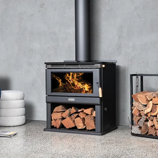 Kalora - Wood Heater - Free Standing - 600BX Woodstack - Black - 10.1kW - up to 300m2