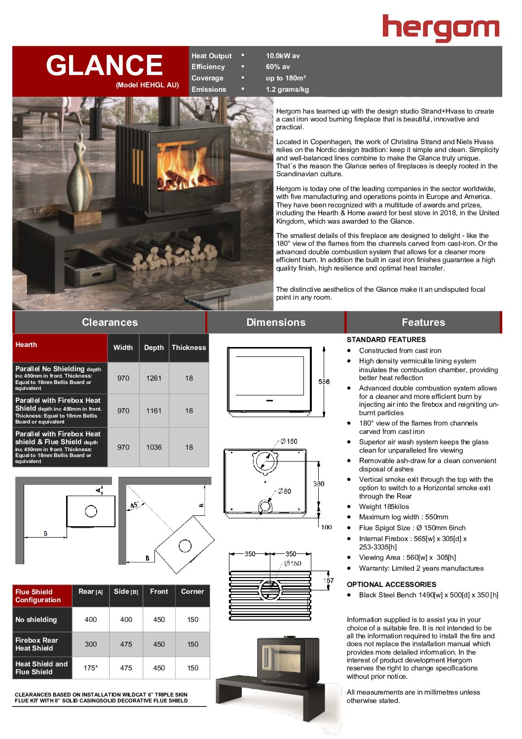 Hergom - Wood Heater - Glance Modular Freestanding - 100-150m2 - Image 2