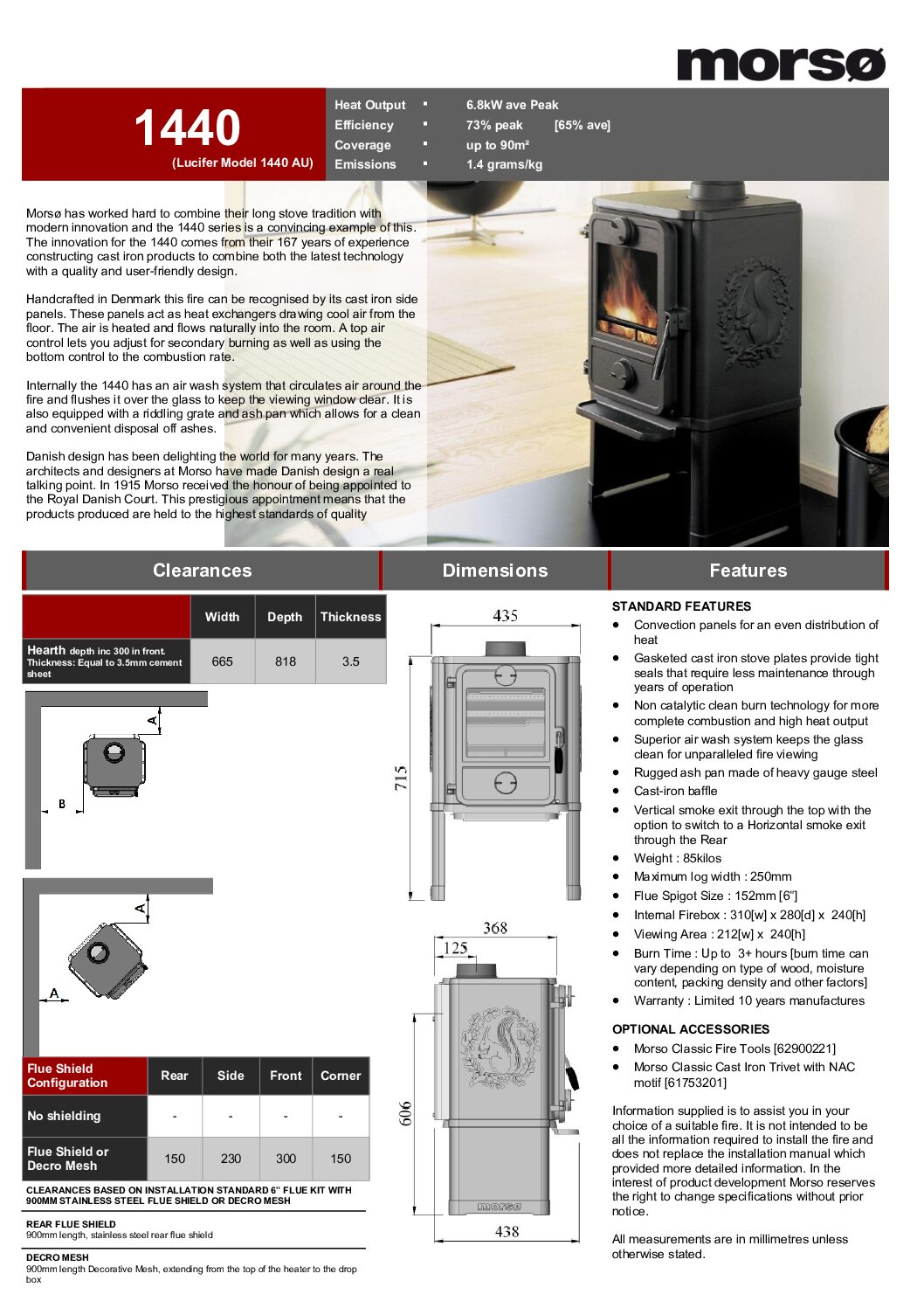 Morso - Wood Heater - 1440 F/S - 8-10sq - Image 2